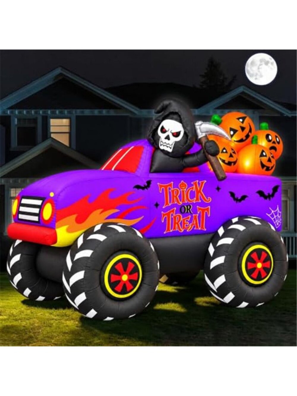 SEASONBLOW 9 FT Long Halloween Inflatables Monster Truck Outdoor Decorations,